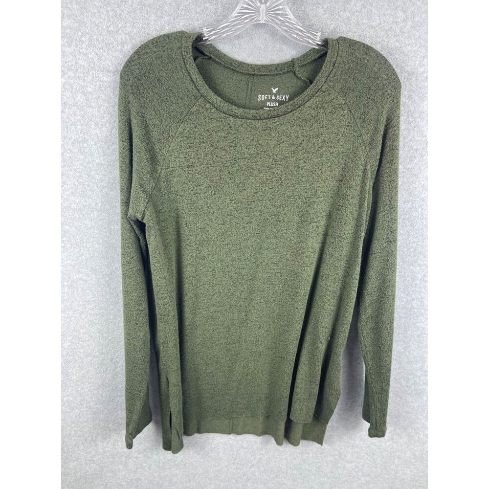 American Eagle Soft & Sexy Sweater Women's XS Green‎ Plush Long Sleeve Pullover